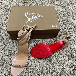 Christian Louboutin Nude Studded Heels with Red Soles